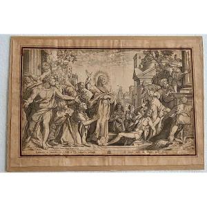 Résurrection De Lazare Gravure Cristoforo Bianco Rome 1597