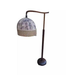 Floor Lamp - Italian Early 1900s Adjustable In Antique Wood