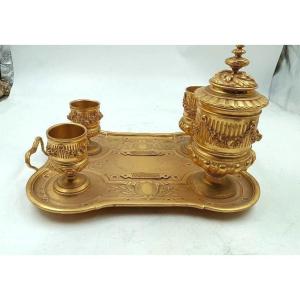 Large Mercury-gilt Bronze Inkwell From The Napoleon III Period