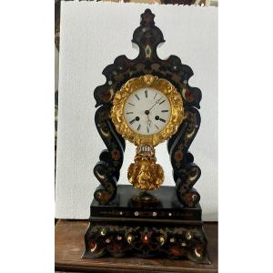 Important Napoleon III Temple Clock Inlaid Gilt Bronze 19th Century