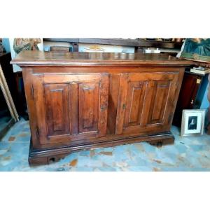 Large Antique Walnut Sideboard From Northern Italy, 17th Century