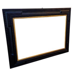 Large Frame In Ebonized Wood Guilloche Style Renaissance  