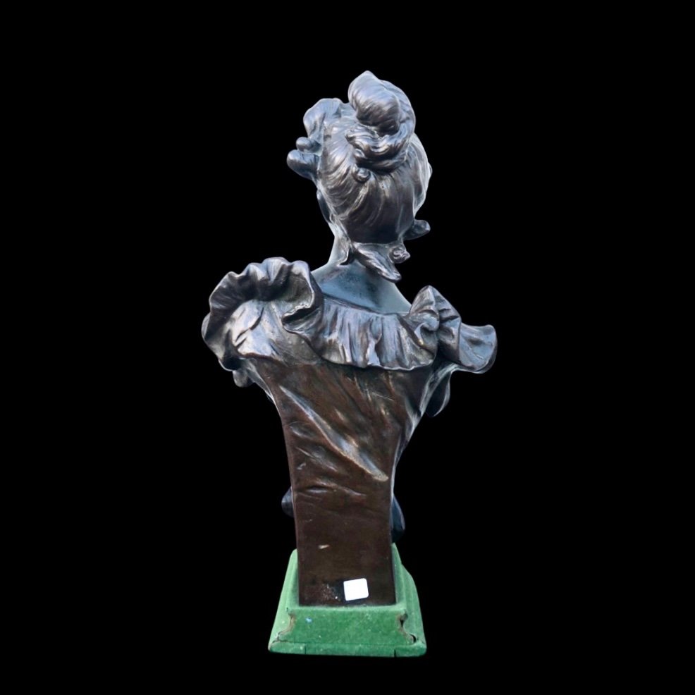 Female Bust Bronze Sculpture.signed: La Grieuse.author: Hippolyte Moureau.france.-photo-2