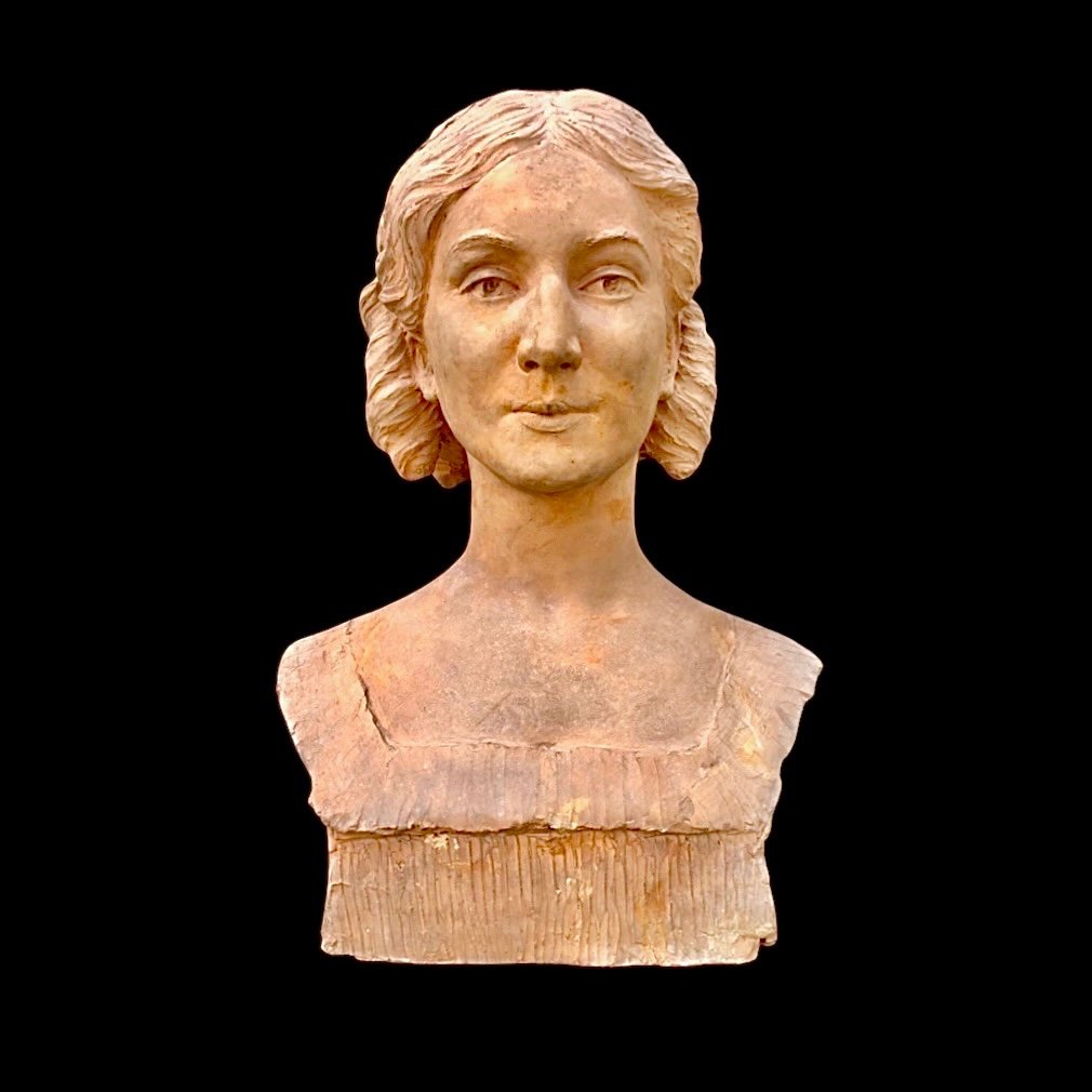 Buste En Terre Cuite, Figure Féminine, Signé Georges Laethier (1875-1955).besançon