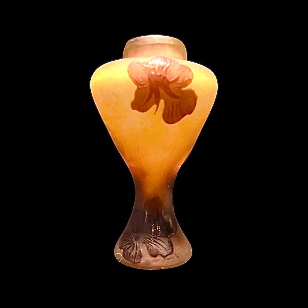 Pot En Verre Emboîté Travaillé à l'Acide à Décor Floral Art Nouveau.emile Galle’-photo-2