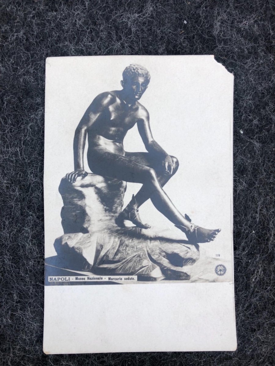 Bronze Sculpture Depicting A Seated Mercury. -photo-4