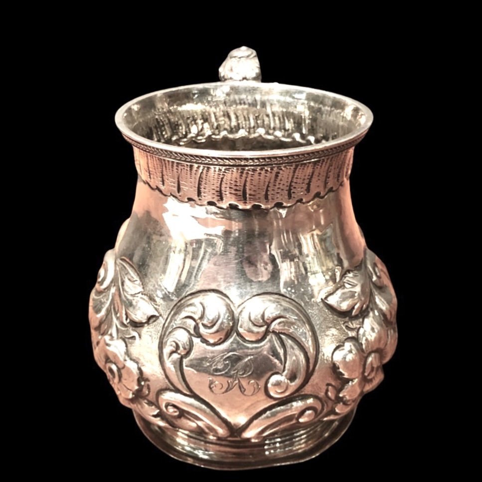 Coupe En Argent Repoussé à Motifs Floraux Et Rocaille.londres 1860-photo-2