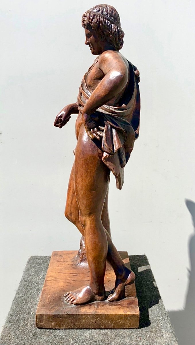 One Piece Wooden Sculpture Depicting Hercules With Lion Skin -photo-2