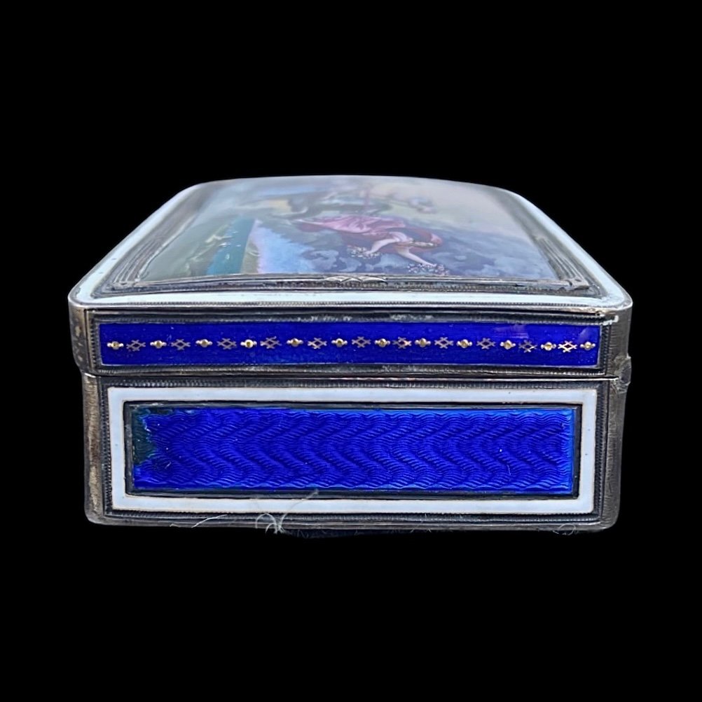 Silver And Enamel Snuffbox With Painted Scene Depicting: Triumph Of Galatea.-photo-4