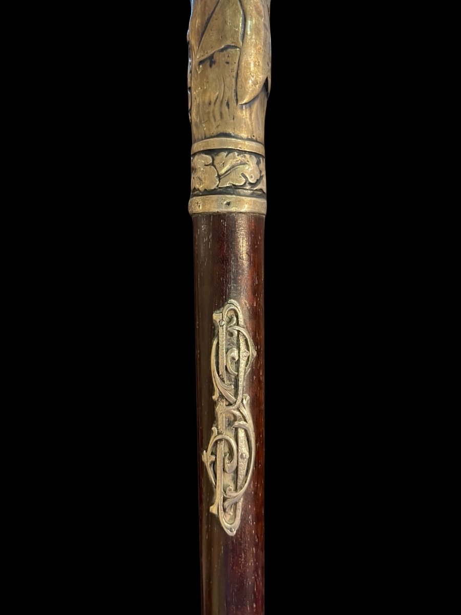 Stick With Silver Handle Depicting A Mermaid. Rosewood Barrel -photo-1