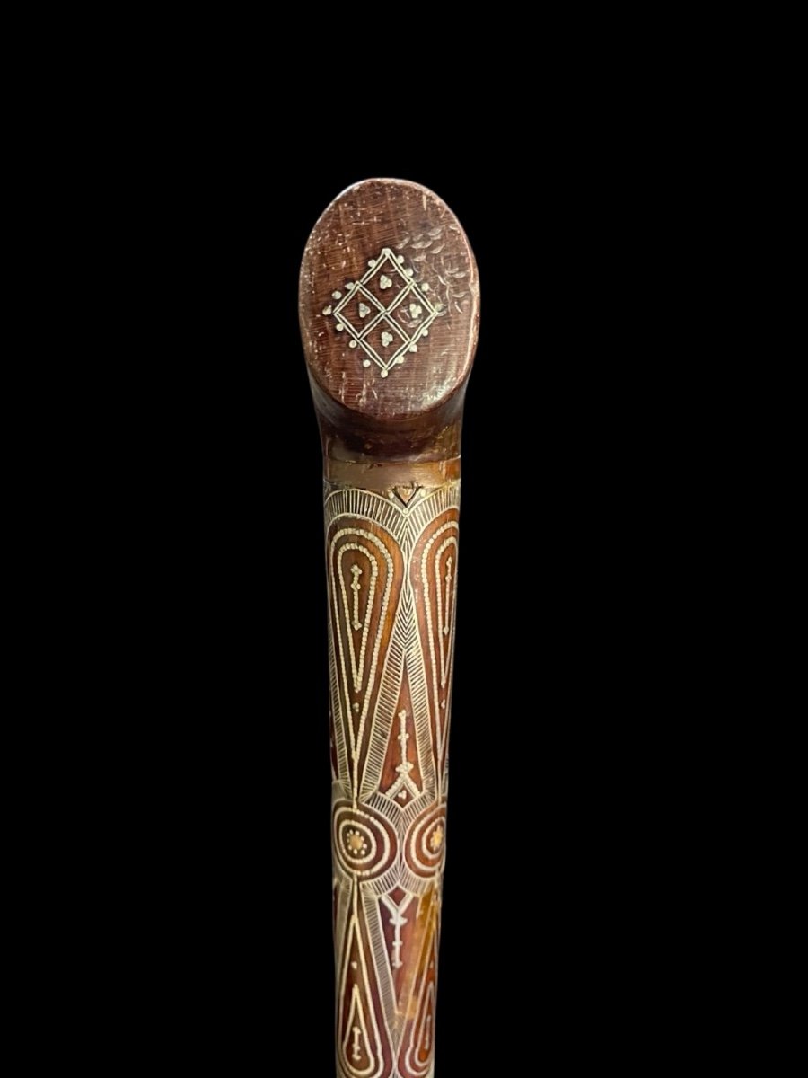 Rosewood Stick With Tau Handle With Geometric Decoration In Silver Nails (pique')-photo-1