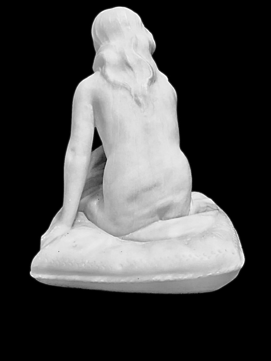 Sculpture En Marbre Représentant Un Nu Féminin Avec Voile Signée Eugenio Battiglia-photo-3
