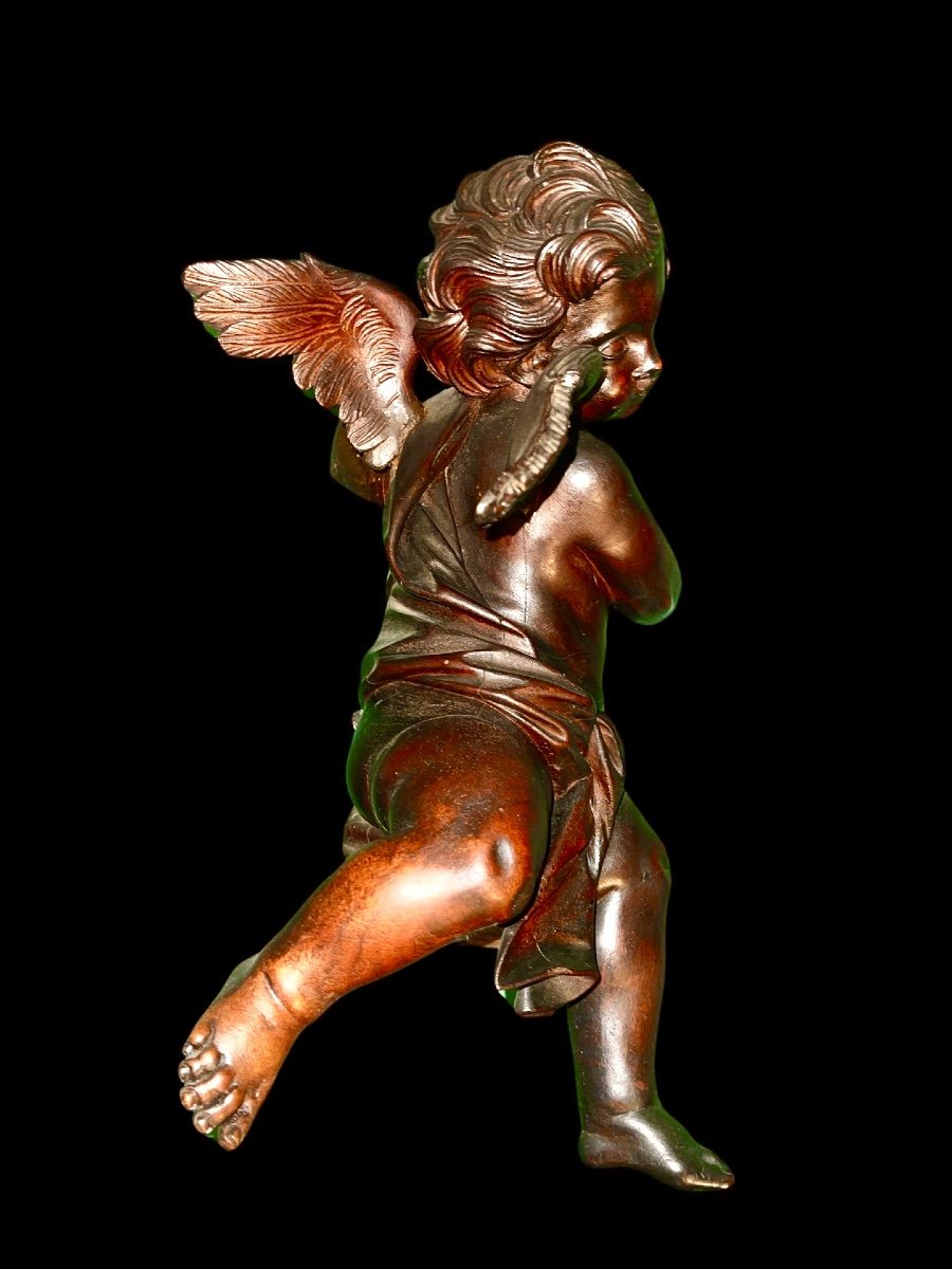 Pair Of Full-length Angels In Carved Wood, Not Painted, To Hang On The Wall. Liguria. -photo-6