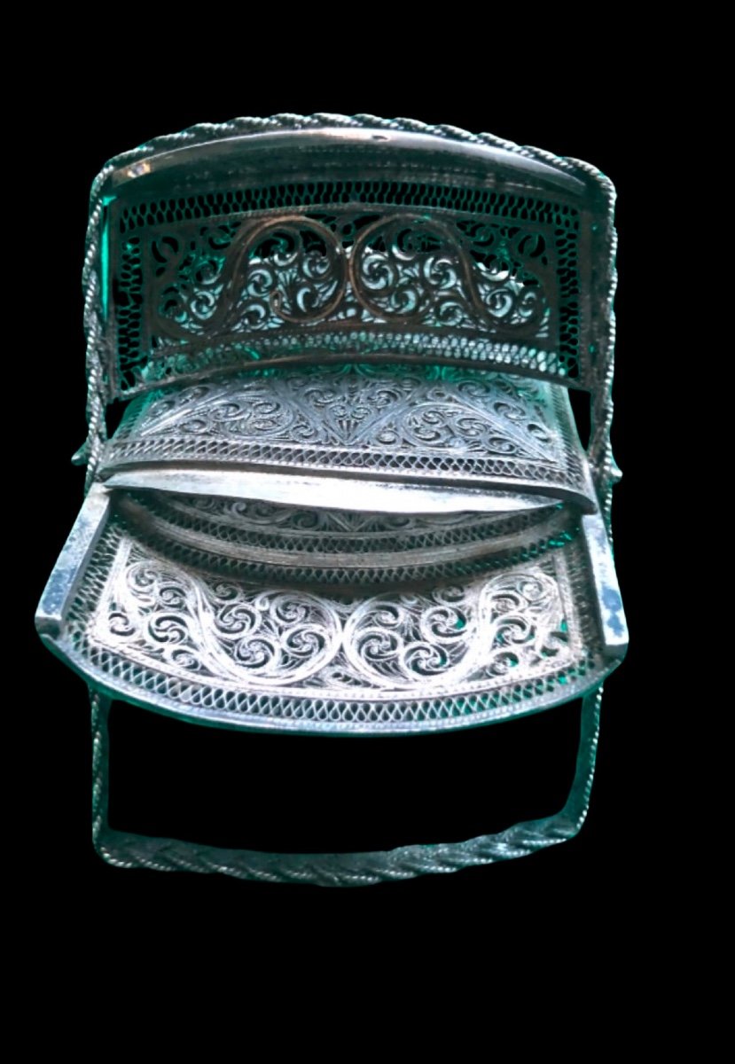 Filigree Silver Card Holder With Plant Motifs And Stylized Scrolls. -photo-3