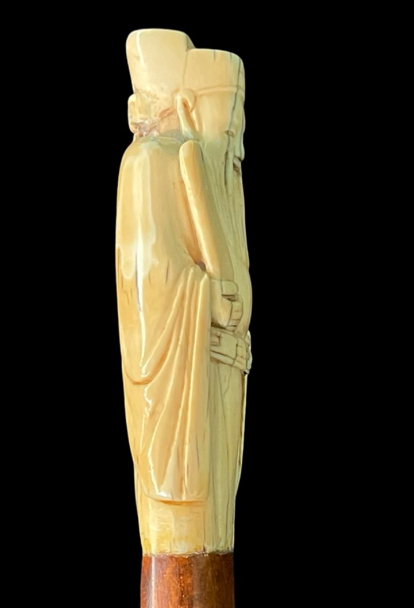 Walking Stick With Ivory Knob Depicting An Oriental Male Figure. -photo-2