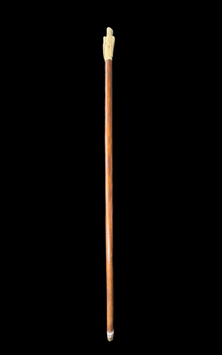 Walking Stick With Ivory Knob Depicting An Oriental Male Figure. -photo-2