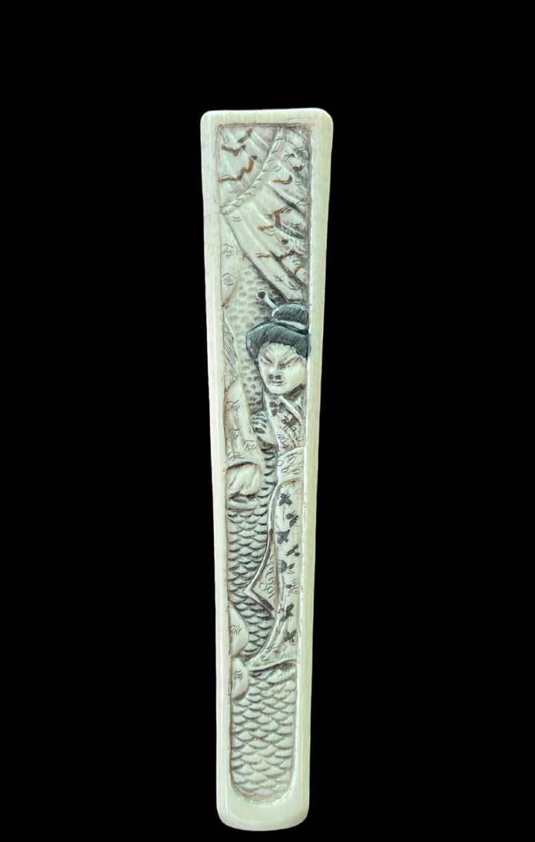 Walking Stick With A Vertical Square-section Knob Engraved In Bas-relief With Oriental Figures-photo-3