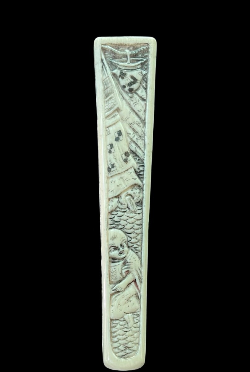 Walking Stick With A Vertical Square-section Knob Engraved In Bas-relief With Oriental Figures-photo-1