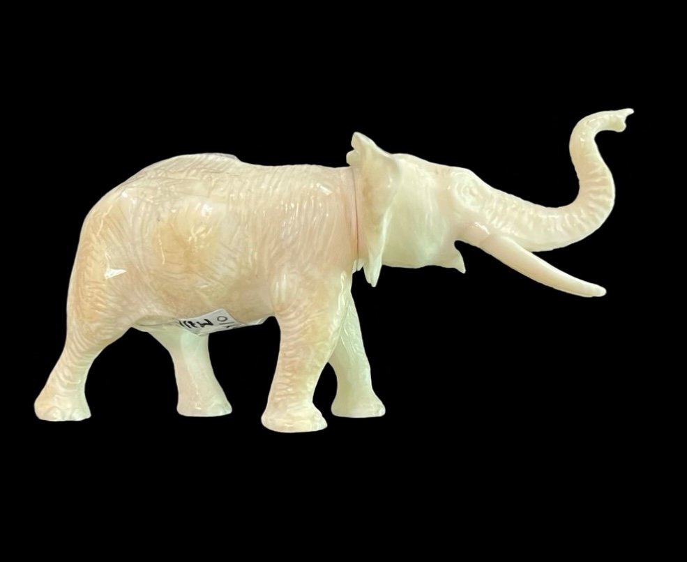 Small Ivory Sculpture Depicting An Elephant. Japan. 