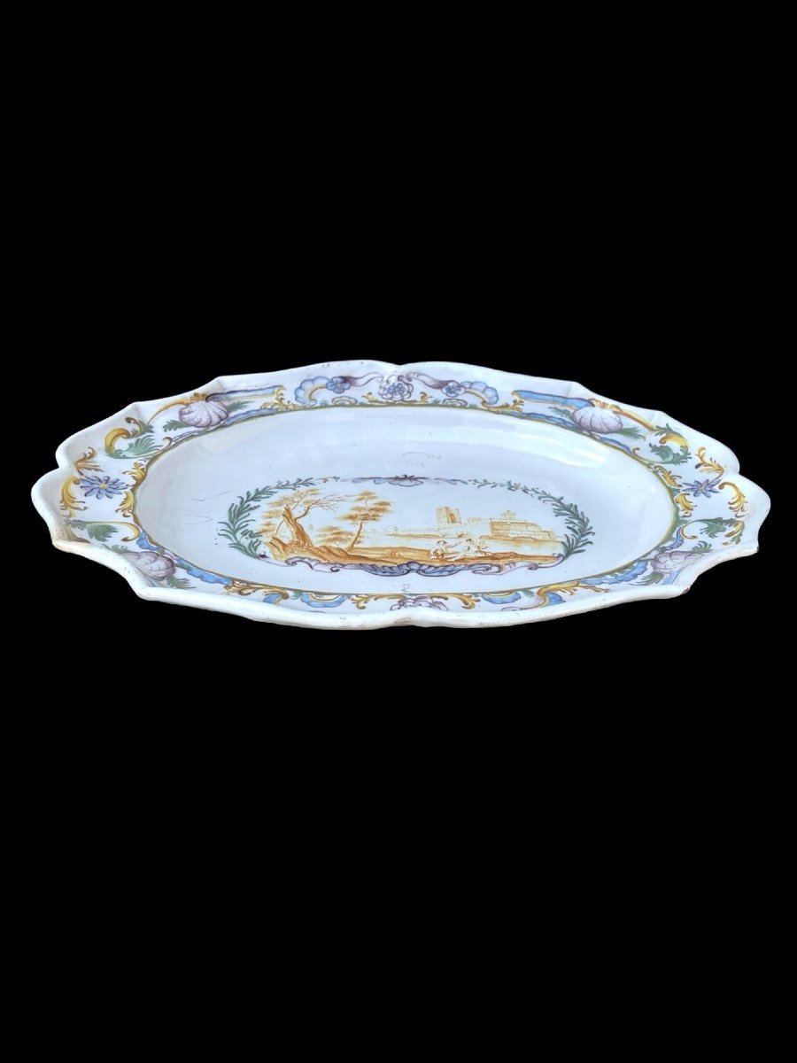 Oval Plate With Lobed Edge And Rim Decorated With Plant Motifs And Rocaille. -photo-2