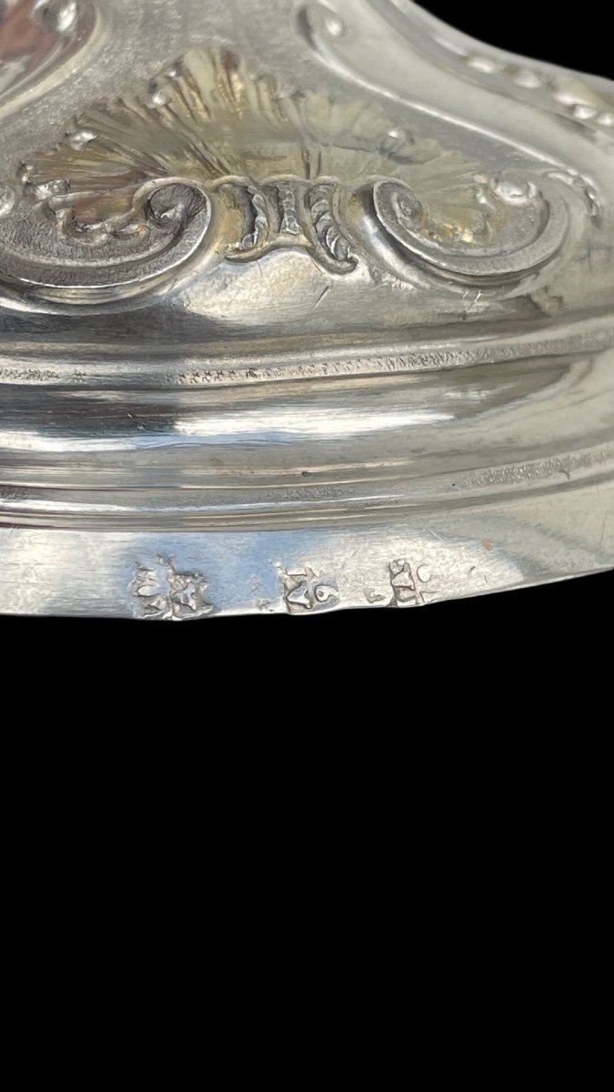 Embossed Silver Chalice With Tapered Globular Body With Grape Bunch And Rocaille Motifs. -photo-5