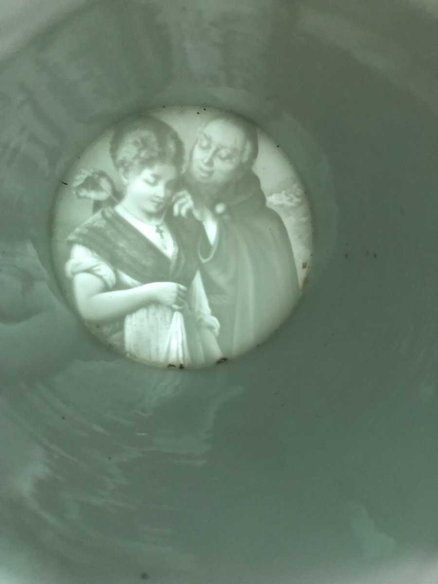 Pair Of Porcelain And Pewter Mugs In The Shape Of A Priest And Nun With Erotic Lithophanes -photo-2