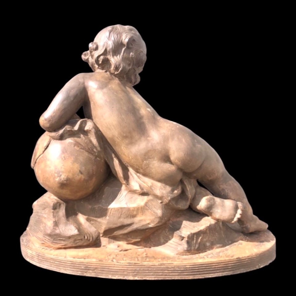 Terracotta Sculpture Depicting A Child Pouring Liquid From A Vase. -photo-2