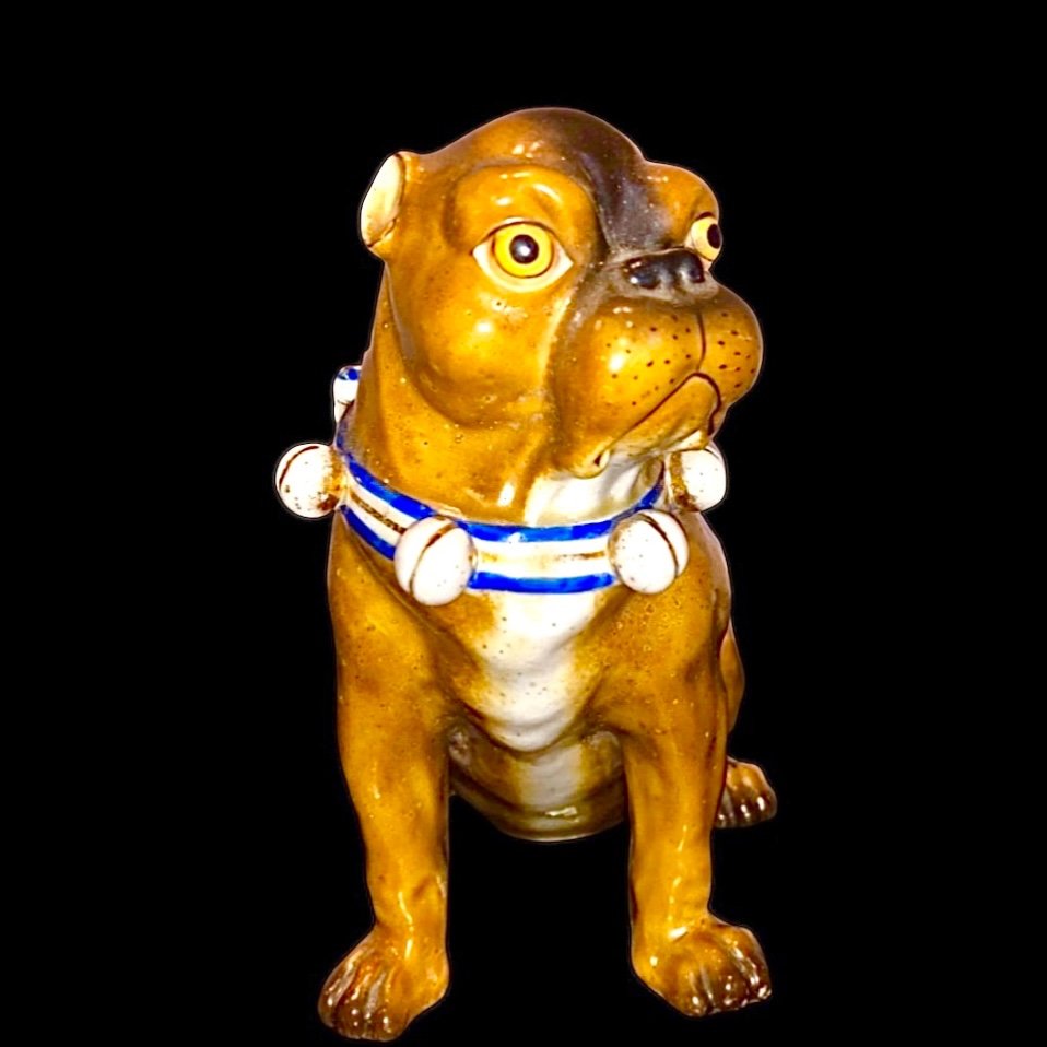 Chien Carlin En Porcelaine Polychrome Fabriqué à Dresde,.-photo-2