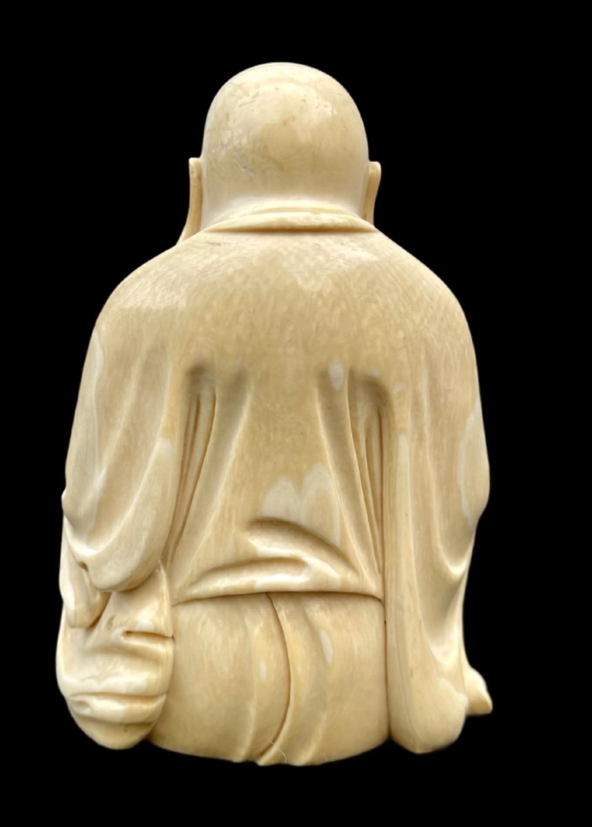 Ivory Sculpture Depicting Buddha. Signed. Japan. -photo-4