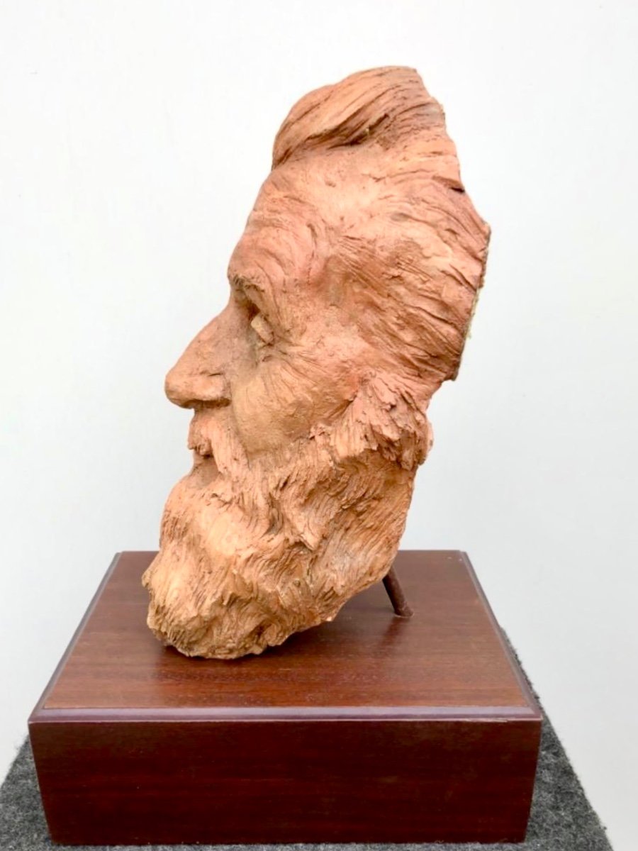 Terracotta Sculpture Depicting The Head Of A Male Character With Beard. -photo-4