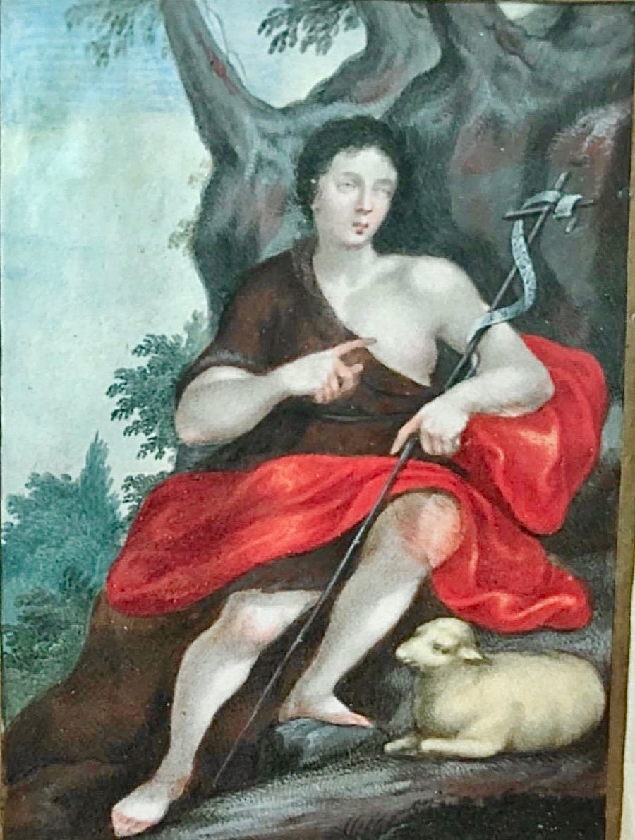 Small Painting, Tempera On Paper, Young St. John The Baptist -photo-2