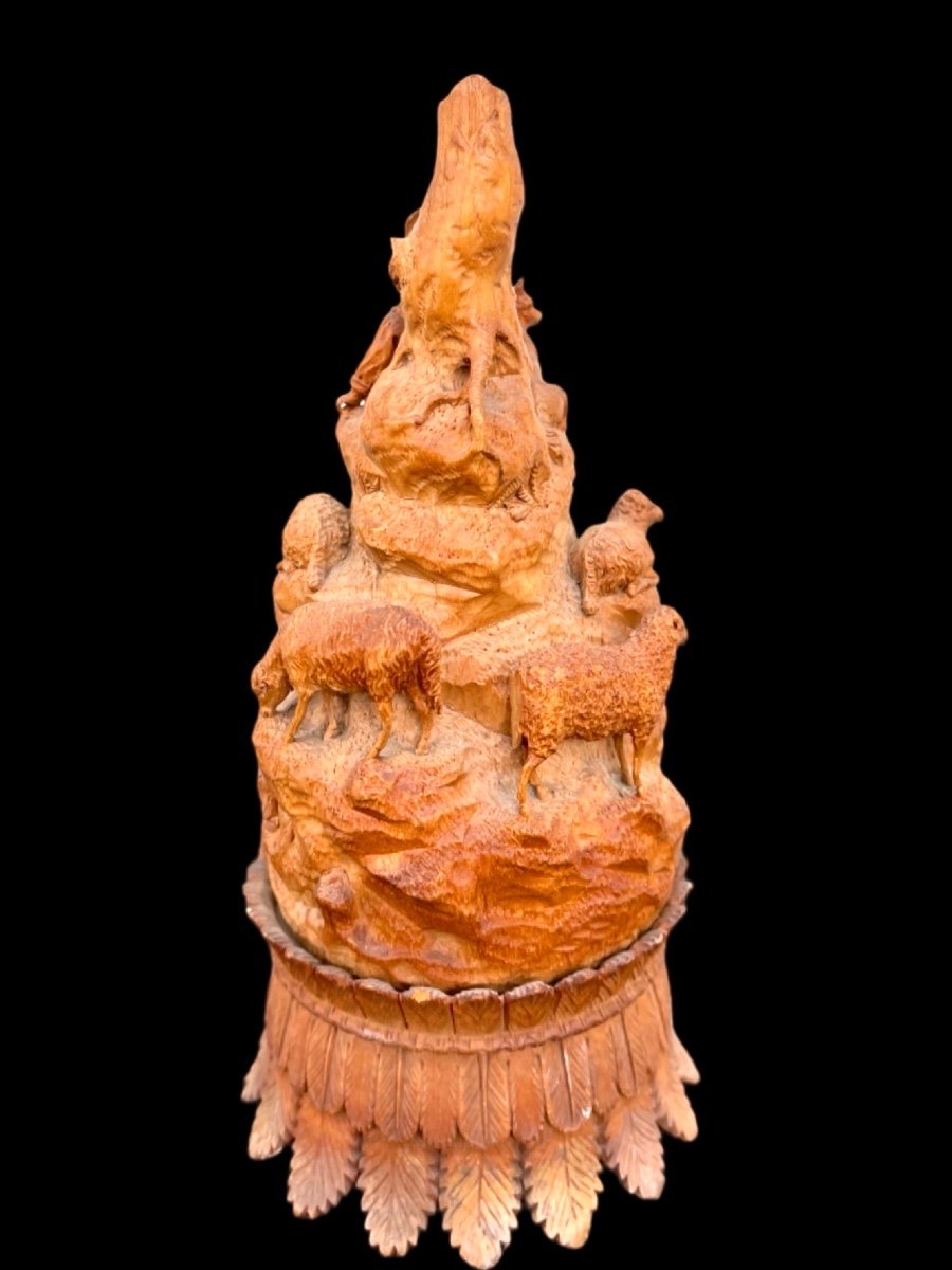 Soft Wood Sculpture Depicting A Shepherd With Sheep -photo-4