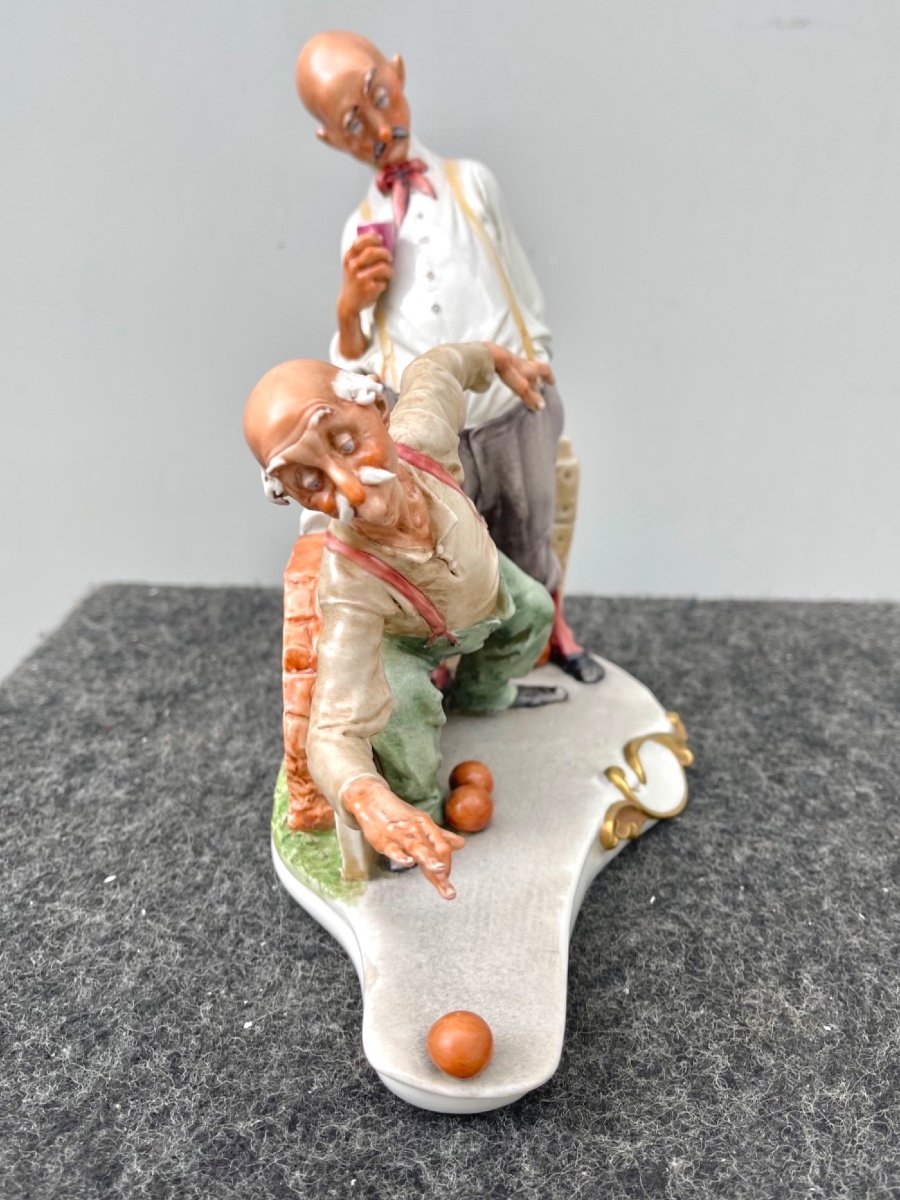 Caricature Porcelain Sculpture Depicting Bowls Players. -photo-2