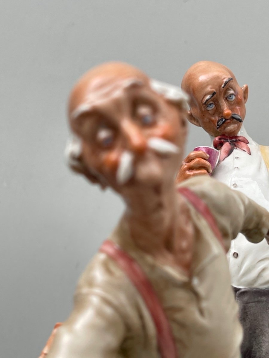 Caricature Porcelain Sculpture Depicting Bowls Players. -photo-3