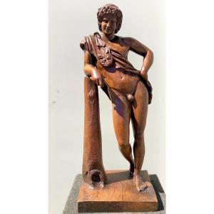 One Piece Wooden Sculpture Depicting Hercules With Lion Skin 