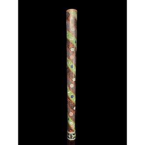 Evening Stick With Cloisonné Enamel Handle With Floral And Geometric Motifs. Rosewood Barrel.