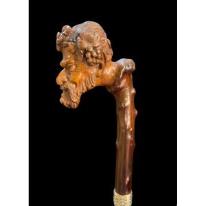 Stick With Boxwood Knob Depicting A Satyr's Head 