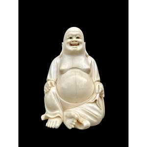 Ivory Sculpture Depicting Buddha. Signed. Japan. 