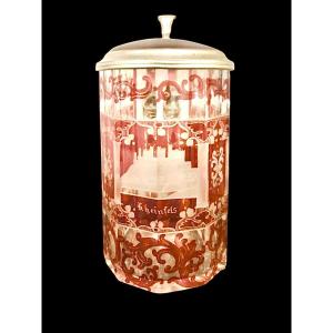 Bohemian Biedermeier Glass With Engraved Architectural Scene 