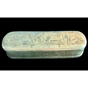 Brass Snuffbox Engraved With 6 Vignettes Representing The Life Of Jacob. Holland. 