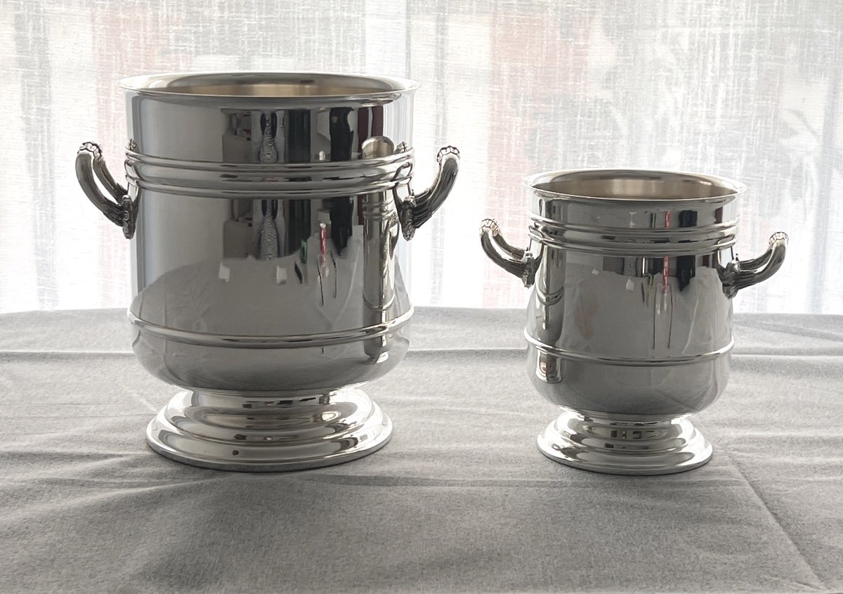 Christofle Sully Model Champagne Bucket And Ice Bucket 