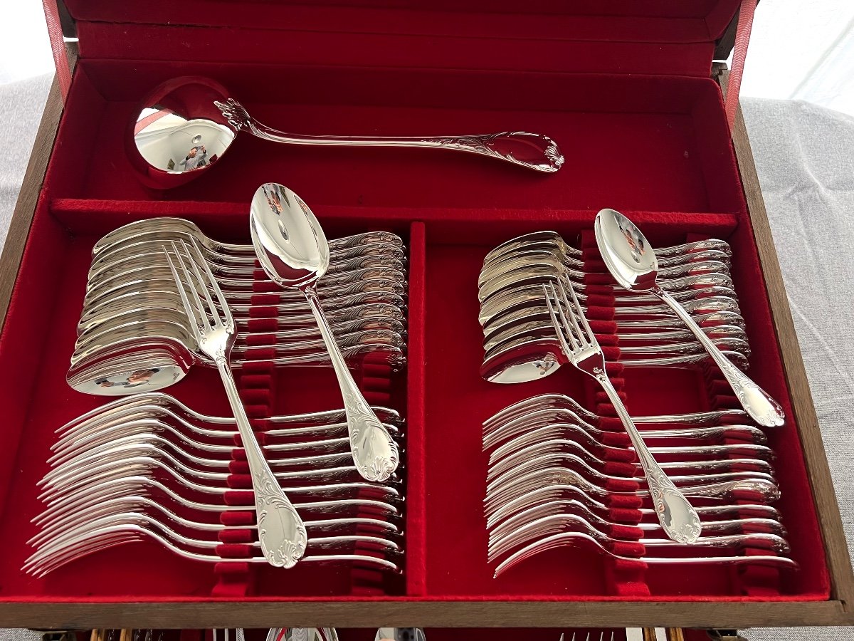 Christofle Silver-plated Flatware Set- Marly Pattern-photo-1