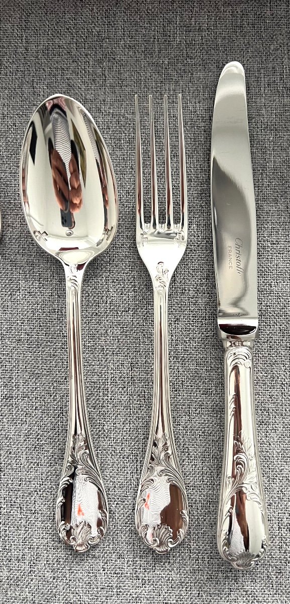 Christofle Silver-plated Flatware Set- Marly Pattern-photo-4