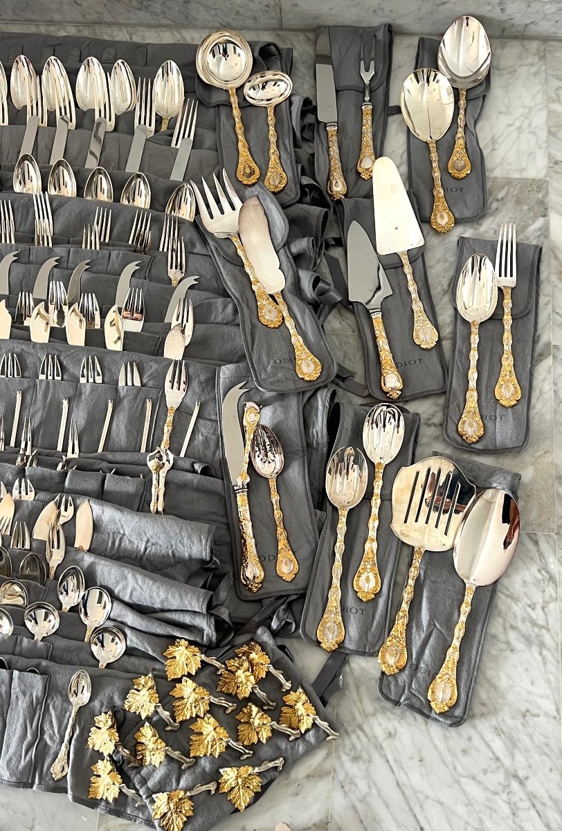 Odiot Model Demidoff Sterling Gilt  Cutlery Set -photo-4