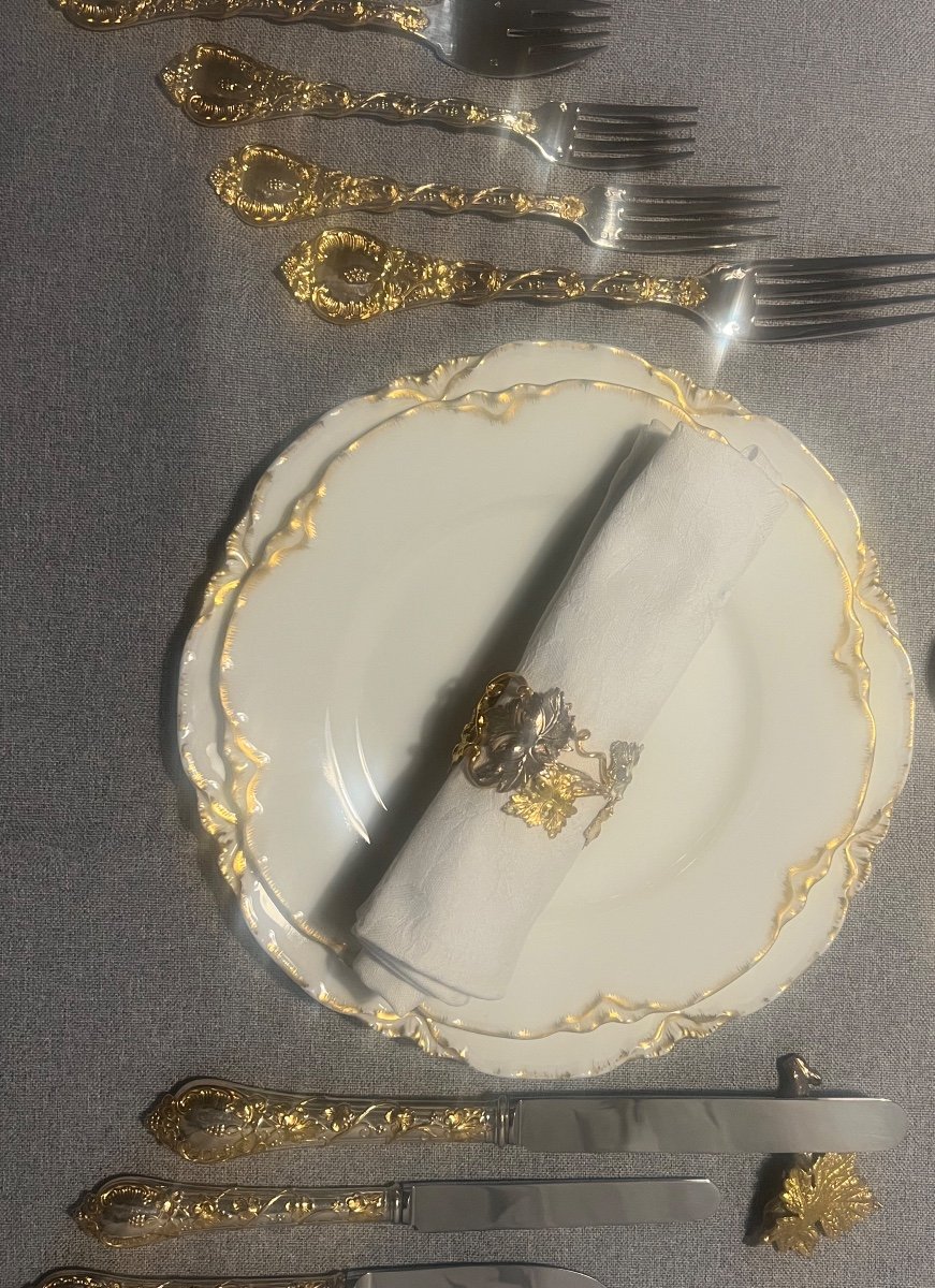 Odiot Model Demidoff Sterling Gilt  Cutlery Set -photo-5