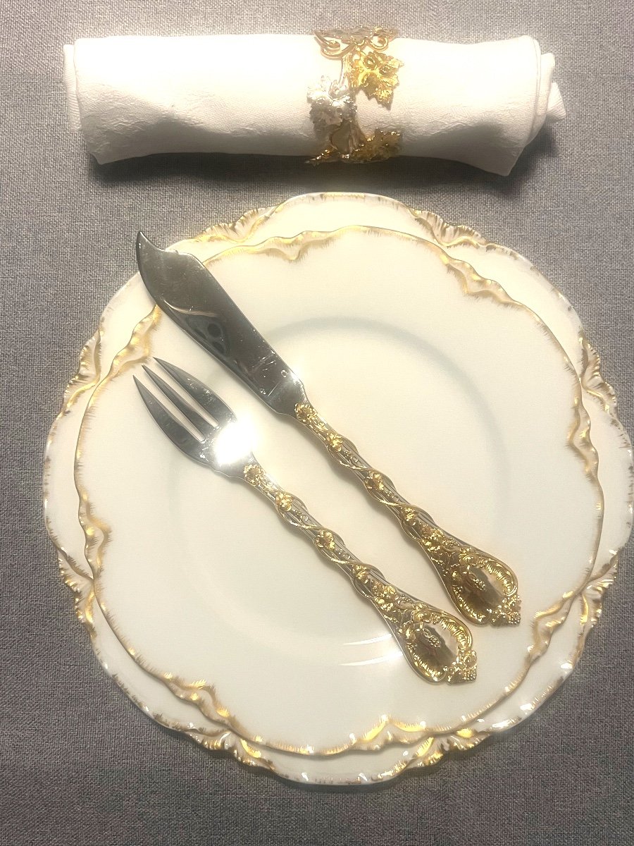 Odiot Model Demidoff Sterling Gilt  Cutlery Set -photo-6