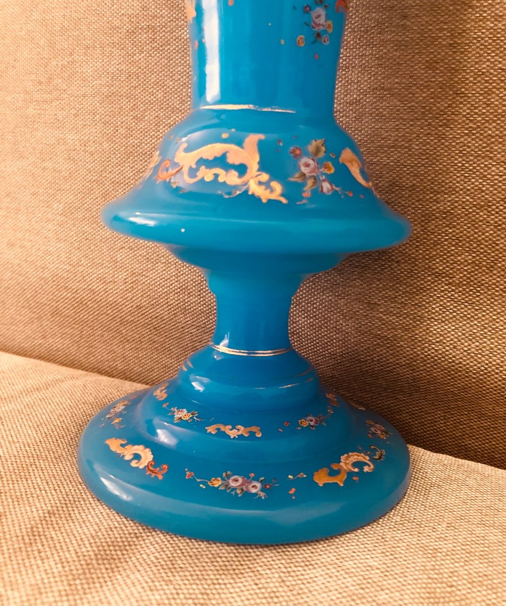 Enameled Blue Opaline Vase-photo-3