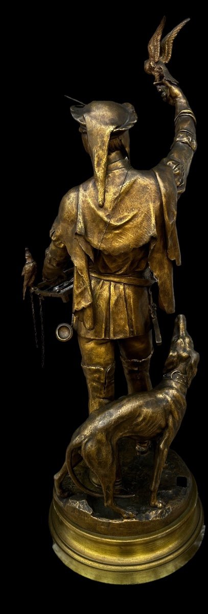  A 19th Century Bronze The Falconer Sig. Picault-photo-3