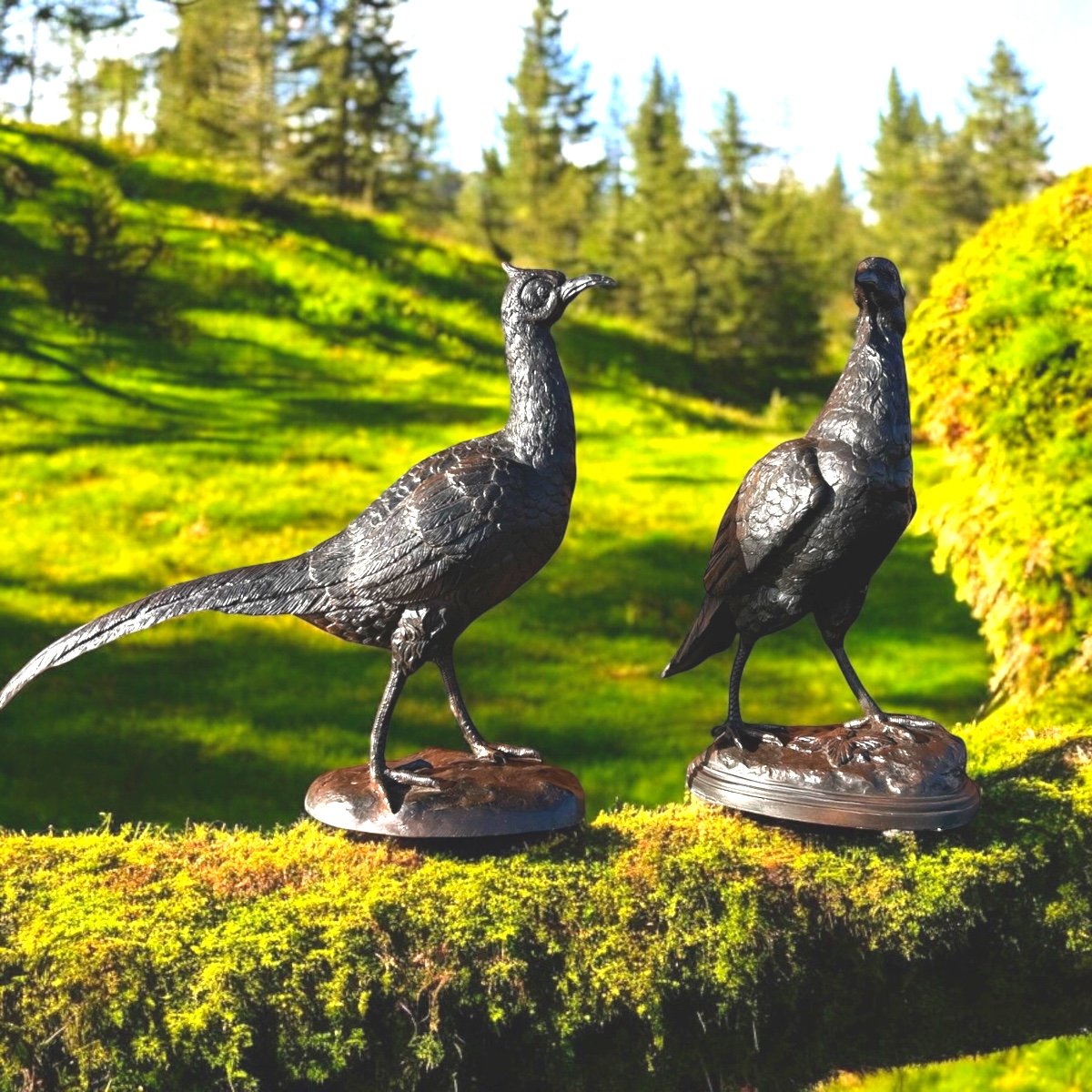 A Pair Of Fainsans (male And Female) In Bronze Signed Moigniez From The 20th Century -photo-4