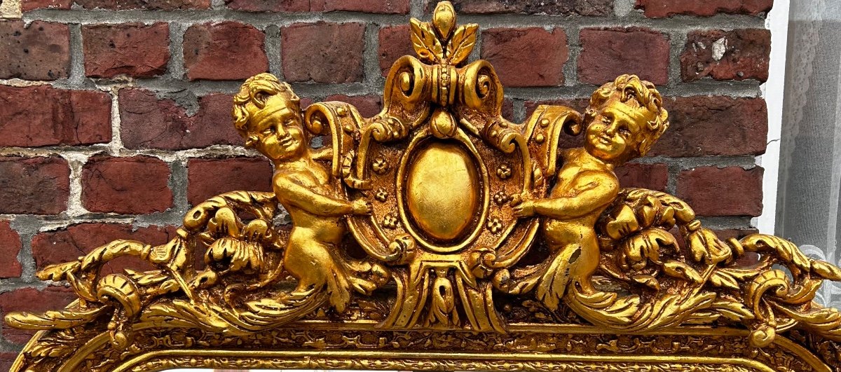 A Console With A Gilded Wooden Mirror 19th-20th Century -photo-3